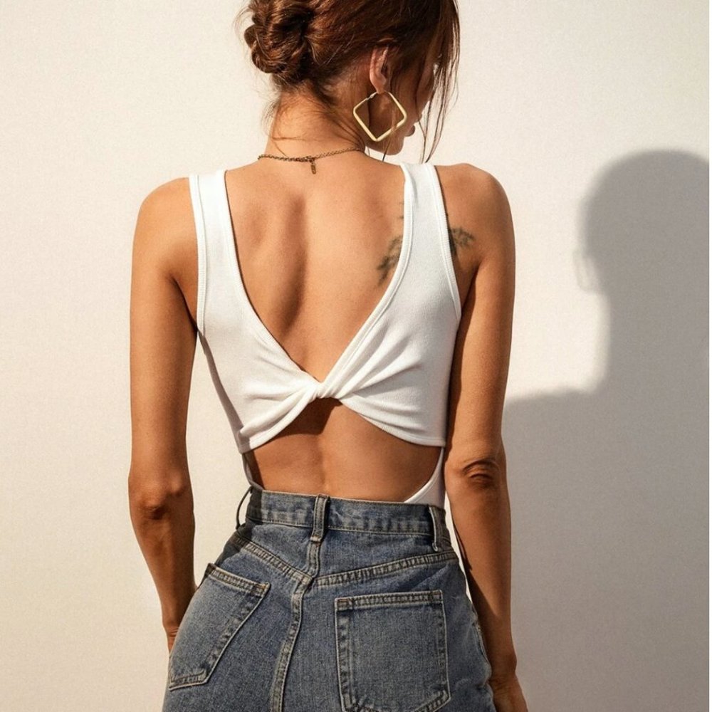 Cut Out Twist Back Bodysuit